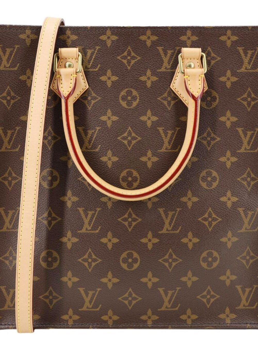 Louis Vuitton Sac Plat PM Monogram Canvas Tote Shoulder Bag Brown